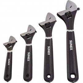 Sunex 9618A Adjustable Wrench Set, 4-pack, 6" to 12"-