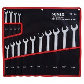 Sunex 9915A Wrench Set, 14-pack, 3/8" to 1-1/4" SAE Long Pattern-
