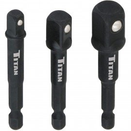 Titan 12002 Impact Socket Adapter and Magnetic Bit Holder, 1/4&amp;quot; hex shank, 4-piece-