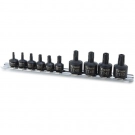 Titan 16143 Stubby Impact Bit Socket Set, tamper-resistant, 10-piece-