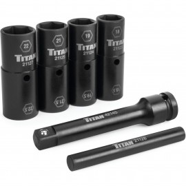 Titan 21126 Half-Size Flip Lug Nut Socket Set, 1/2&amp;quot; drive, 6-piece-