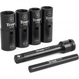 Titan 21126 Half-Size Flip Lug Nut Socket Set, 1/2&amp;quot; drive, 6-piece-