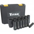 Titan 42404 Metric Deep Impact Socket Set, 1/2&amp;quot; drive, 14-Piece-