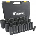 Titan 42406 Metric Deep Impact Socket Set, 1/2&amp;quot; drive, 26-piece-
