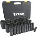 Titan 42406 Metric Deep Impact Socket Set, 1/2&amp;quot; drive, 26-piece-