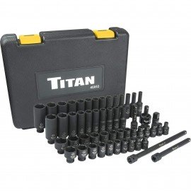 Titan 46053 Combination Impact Socket Set, 1/4&amp;quot; drive, 53-piece-