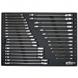 Wiha 30392 Ratcheting Wrench Tray Set, SAE/metric, 31-piece-