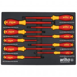 Wiha 32080 Insulated Screwdriver Tray Set, 10-piece, 1000 V-