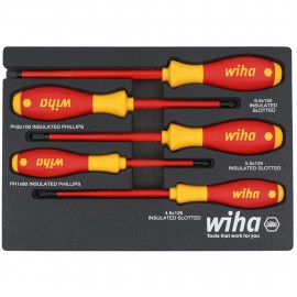 Wiha 32081 Insulated Screwdriver Tray Set, 1000 v, 5-Piece-