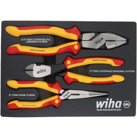 Wiha 32960 Insulated Pliers and Cutters Tray Set, 1000 V, 3-piece-