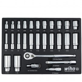 Wiha 33896 SAE Socket Tray Set, 1/2&amp;quot; drive, 28-piece-