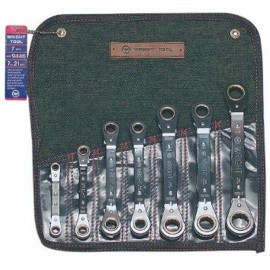 Wright Tool 9446 Ratcheting Wrench Set, 12-point offset metric, 7-piece-