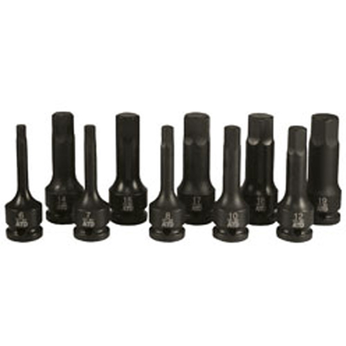 ATD 4605 1/2 Inch Dr Metric Impact Hex Driver Set 10Pc