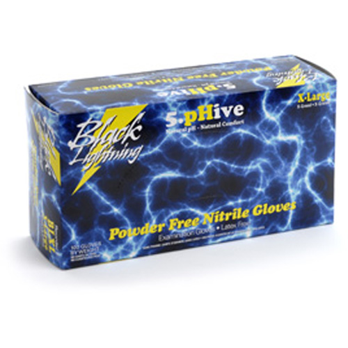 Black Lightning LARGE Non-Tearing Powder Free Nitrile Gloves Box of 100 