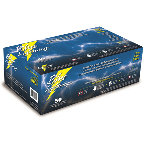 Atlantic Safety BLUE-M Blue Lightning Ultra Thick Latex Gloves, Medium