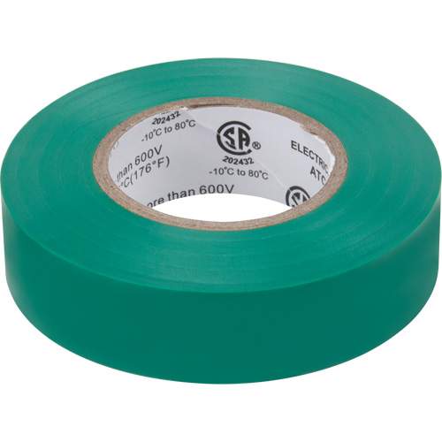 Aurora Tools XH384 Electrical Tape, 19 mm (3/4") x 18 M (60'), Green, 7 mils