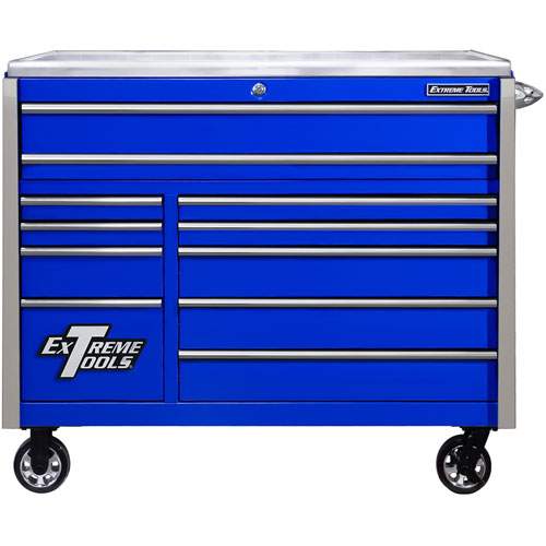 Extreme Tools EX5511RCQBLCR 55 inch EXQ Series Roller Cabinet, Blue/Chrome