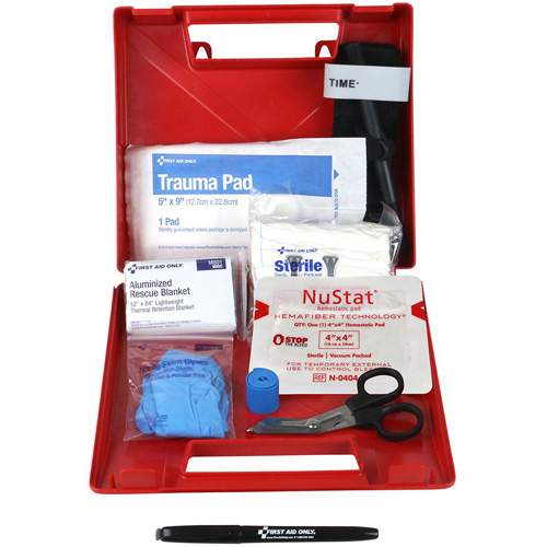 FIRST AID ONLY 91310 Bleeding Control Wall Station Standard Kit, 11 Pieces, Plastic Case, Wall-Mountable