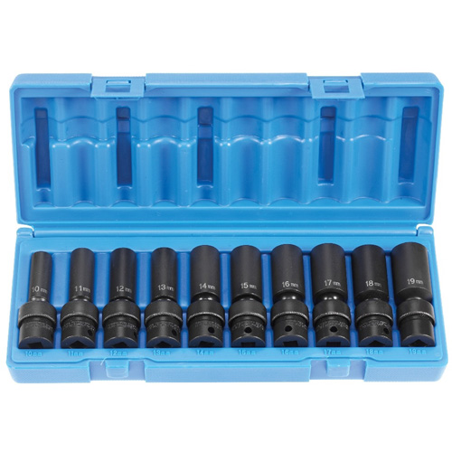 Grey Pneumatic 1210UMD Socket, 10 Pc Set, Metric, Universal Deep