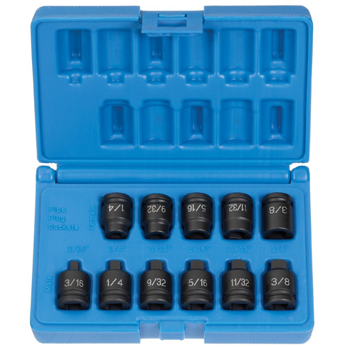 Grey Pneumatic 1211P 3/8" Drive Pipe Plug Impact Set