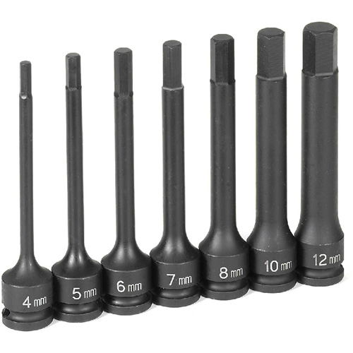 Grey Pneumatic 1247MH Impact Set, Hex, 3/8 Drive, 7 Piece, 4 Inch, Metric