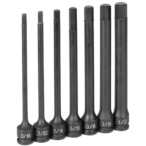 Grey Pneumatic 1267H Impact Set, Hex, 3/8 Drive, 7 Piece, 6 Inch, Fractional