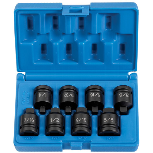 Grey Pneumatic 1308P 1/2" Drive Pipe Plug Impact Socket Set
