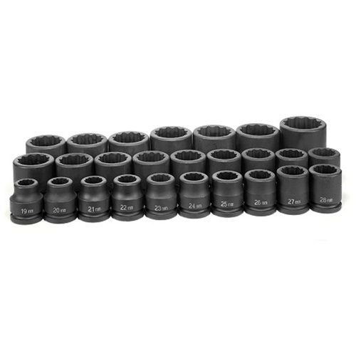 Grey Pneumatic 8126M 3/4" Drive 12-Point Metric Impact Socket Set