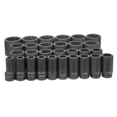 Grey Pneumatic 8129D 3/4 Dr 12 Pt 29 Pc Deep Impact Socket Set