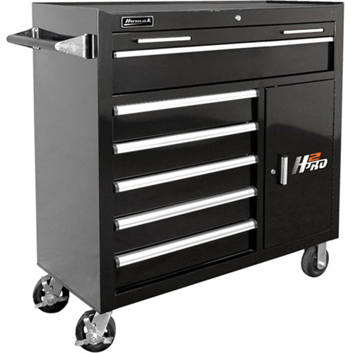 Homak BK04041062 41 Inch H2Pro 6 Drawer W/2 Drawer Comp Roller, Black