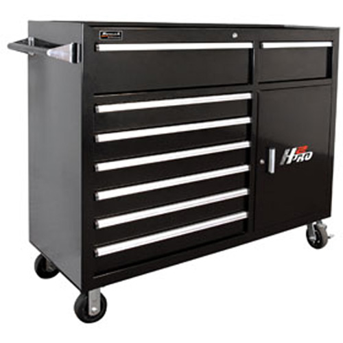 Homak BK04056082 56 Inch H2Pro 8 Drawer W/2 Drawer Comp Roller, Black