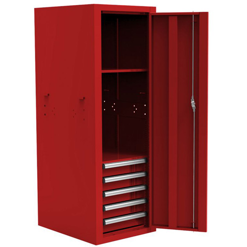 Homak RD08022052 22 Inch Pro Ii 5-Drawer Full Height Side Locker, Red