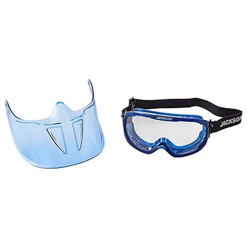 JACKSON SAFETY 21000 GPL500 Premium Goggles with Detachable Face Shield, Clear Lens