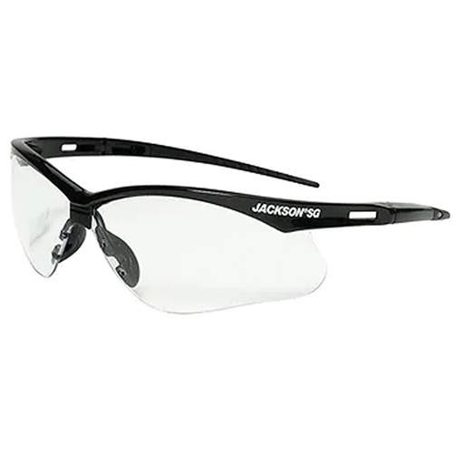 JACKSON SAFETY 50001 Safety Glasses with Black Frame &amp; Clear Anti-Fog Lens