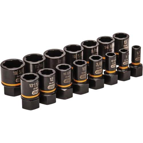 GearWrench KDT-84783 15 Piece 1/4" &amp; 3/8" Drive Bolt Biter Impact Extraction Socket Set