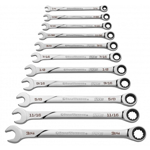 GearWrench 86450 120xp Universal Spline XL SAE Ratchet Wrench Set
