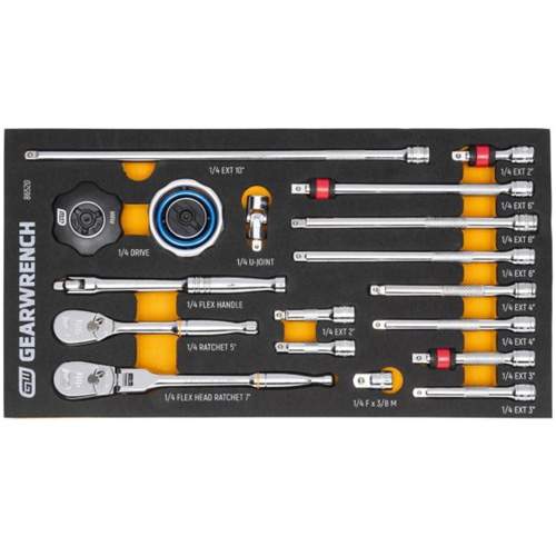 GearWrench 86520 90-Tooth Ratchet &amp; Drive Tool Set with Foam Storage Tray