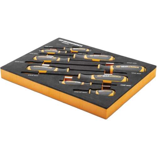 GearWrench KDT-GWMSSCRSL Slotted Dual Material Screwdriver Set in Foam Storage Tray