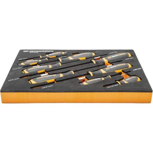 GearWrench KDT-GWMSSCRSL Slotted Dual Material Screwdriver Set in Foam Storage Tray