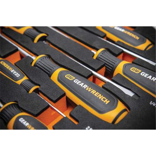 GearWrench KDT-GWMSSCRSL Slotted Dual Material Screwdriver Set in Foam Storage Tray
