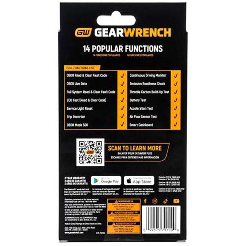 GearWrench GWSCAN Everyday Diagnostic Tool Bluetooth OBDII Tester
