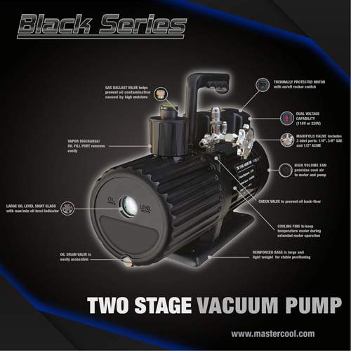 Mastercool 90068-2V-110-BL Black Series 9 CFM Vacuum Pump (2-Stage)