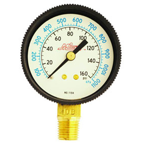 Milton 1195 Gage 1/4 Inch NPT, 0-300 PSI - Bottom Mount