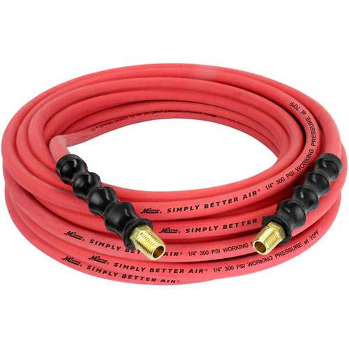 Milton ULR145014 50' Ultra Lightweight Rubber Air Hose, 1/4" NPTM,  1/4" ID