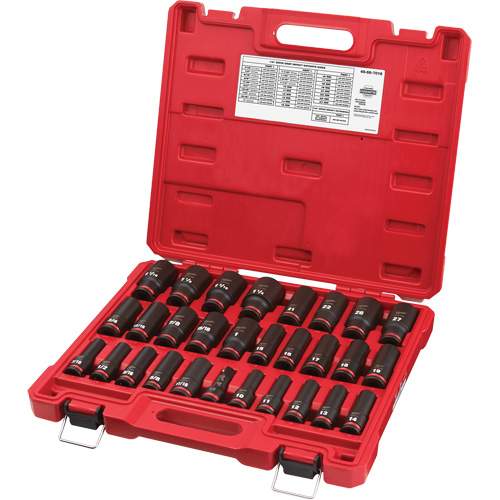 Milwaukee 49-66-7016 Shockwave Impact Duty 1/2" Drive SAE &amp; Metric Deep 6 Point Socket Set