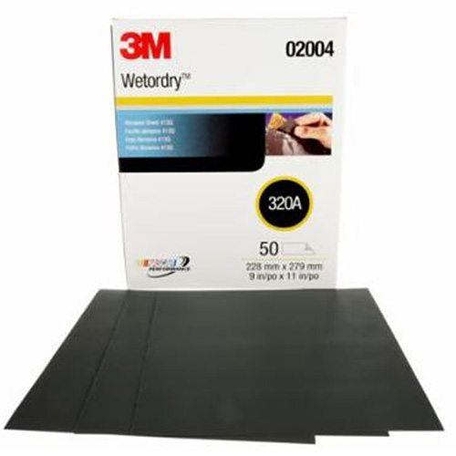 3M 02004 3M Wetordry Abrasive Sheet, 413Q, 02004, 9 in x 11 in (22.86 cm x 27.94), 320, A-weight
