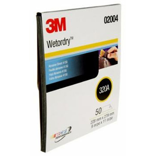 3M 02004 3M Wetordry Abrasive Sheet, 413Q, 02004, 9 in x 11 in (22.86 cm x 27.94), 320, A-weight