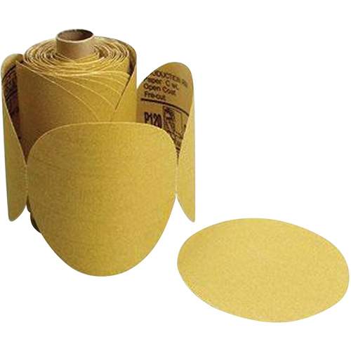 3M 1439 Stikit 216U Gold Paper Disc Roll, 6" Dia., P180 Grit, Aluminum Oxide