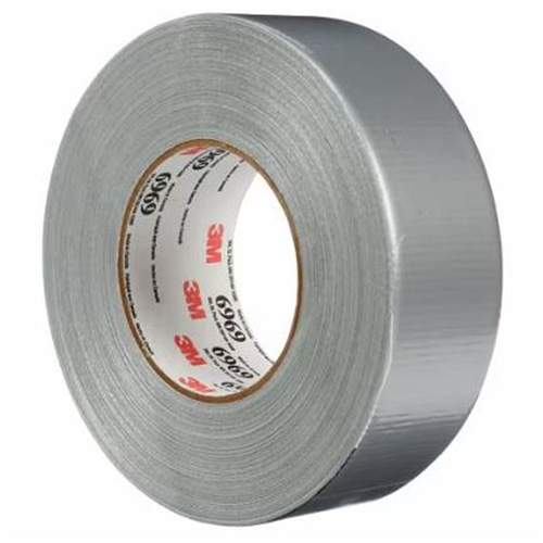 3M 6969 Extra Heavy-Duty Duct Tape, 10.7 mils, Silver, 48 mm (2") x 55 m (180')