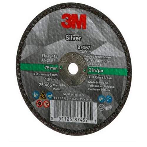 3M 87457 3M Silver Cut-Off Wheel, 87457, T1, Black, 3" x 0.04" x 1/4"-28